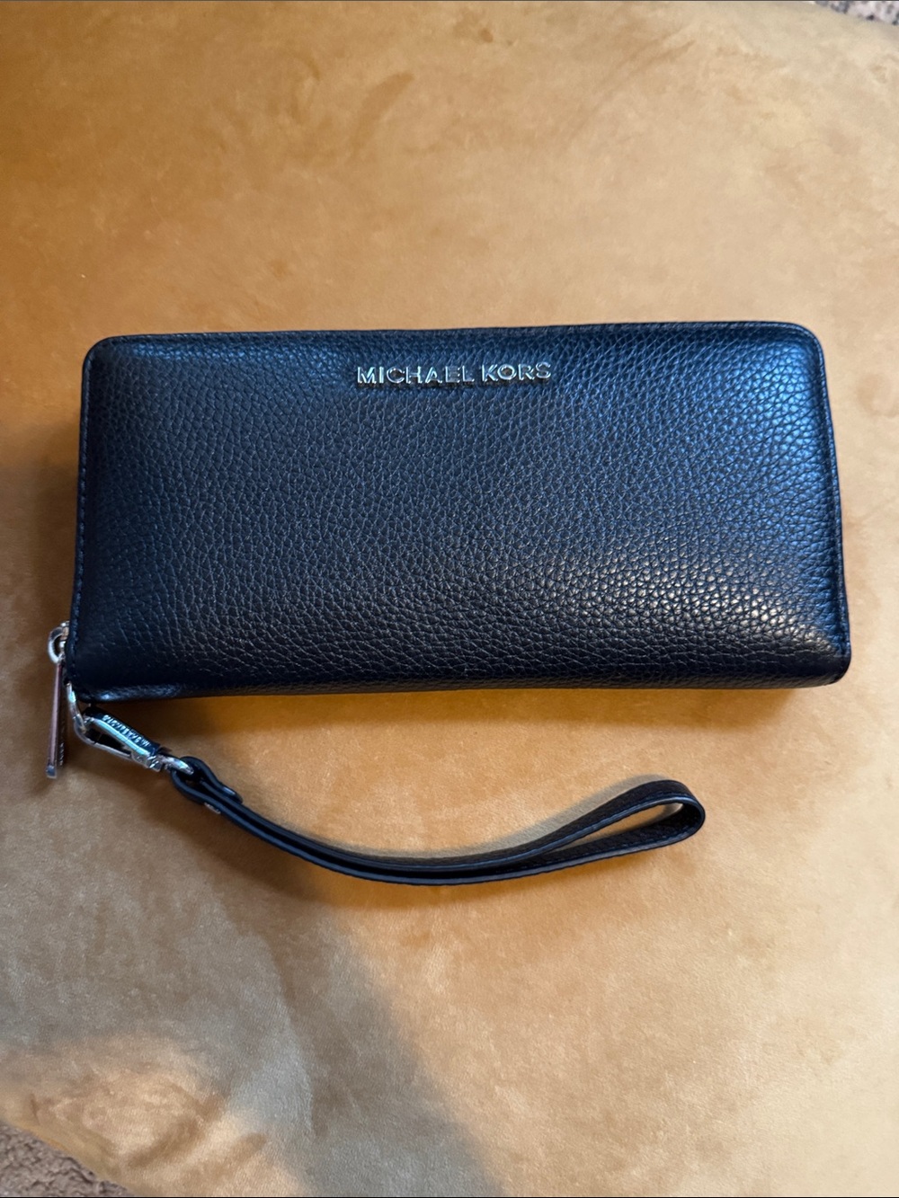 Michael Kors Black Pebbled Leather Wristlet Card Holder